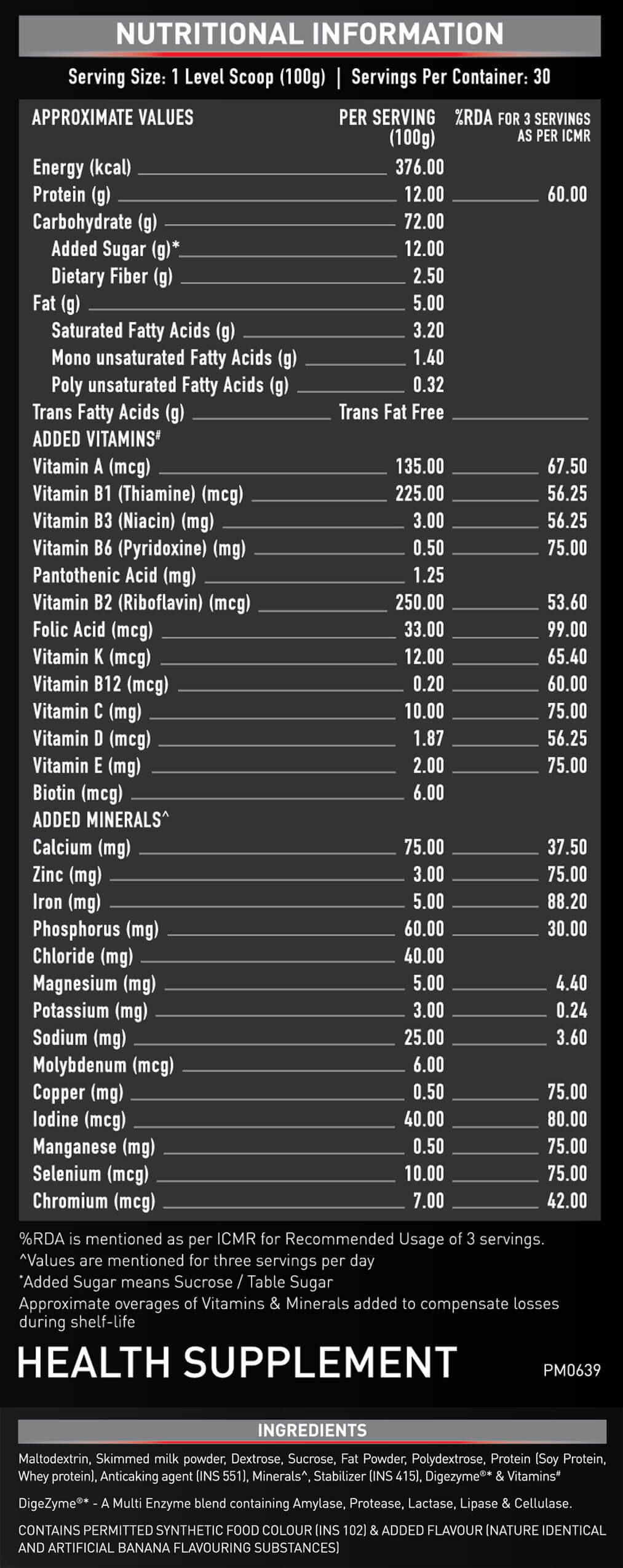 MuscleBlaze Weight Gainer with Added Digezyme, 6.6 lb / 3 Kg Banana